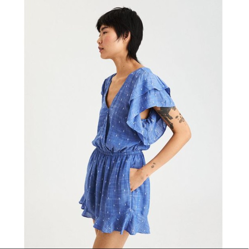 American Eagle Tie Back Wrap Front Romper